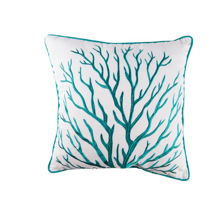 Maris Embroidered Coral Pillow