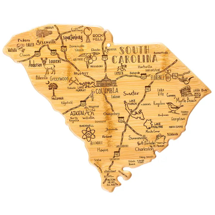 Destination South Carolina State-Shaped Cutting Board