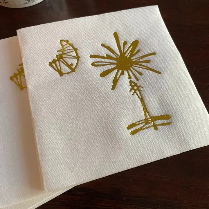 Gold Embossed SC Palmetto Tree Cocktail Napkins