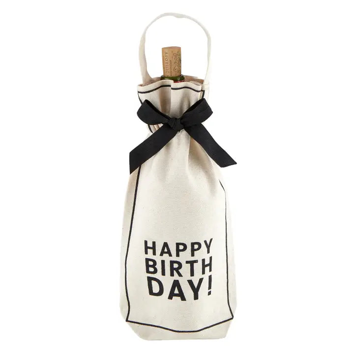 Happy Birthday Canvas Wine Bag