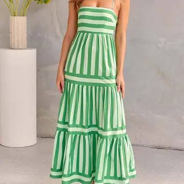 Green Stripe Maxi Dress