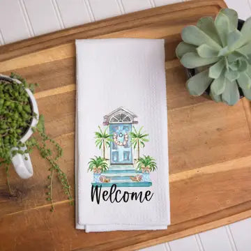 Welcome Front Door Dish Towel